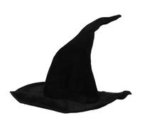 iplusmile Chapeau Fête Halloween Sorcière Magicien Noir en Velours | Style Gothique, Forme Pointue Drapée, Respirant et Confortable, pour Cosplay, Lavage Facile