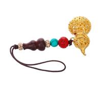 iplusmile Chinese Phone Charm Lanyard With Traditional Wu Lou Gourd Pendant Unisex Wooden And Car Charm For Rear View Mirror Decoration Luck Feng Shui Keychain