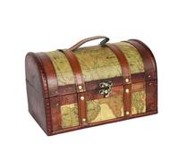 iplusmile Coffre Bois Vintage avec Boucles Antiques Boîte de Rangement Décorative pour Bijoux et Objets Précieux Motif Carte du Monde Petite Couleur et Motif Aléatoires Couleur
