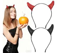 iplusmile Coiffe d'Halloween Serrage-Tête Corne Diable Lot de 2 Original pour Soirées Carnaval et Farces Femme et Homme