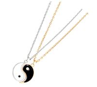 iplusmile Collier de Couple Yin Yang en Acier Inoxydable, Pendentif Tai Chi Bicolore Argenté et Or, Unisexe, Présent Romantique pour Amoureux, Bijou Assorti pour Lui, Taille Unique