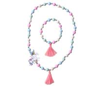 iplusmile Collier et Bracelet Garçon Fille Bois Colorés avec Perles et Pendentif Licorne Bijoux DIY Fille pour Fête et Photographie Accessoires Créatifs et Attrayants