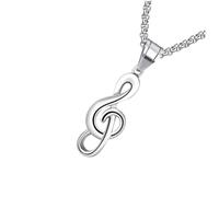 iplusmile Collier Homme Symbole Musique Acier Pendentif Stylé et Chaîne pour Soirée et Cadeau
