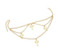 iplusmile Collier Multi Couches Minimaliste pour Femmes Pendentif Croix Gothique Dorée Mode Polyvalente pour Sorties et Événements