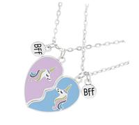 iplusmile Collier Pendentif Licorne Cœur pour Fille Lot de 2 set de Colliers en Alliage Chaîne Fine Ajustable Bijou Amitié pour Meilleures Amies Présent Anniversaire et Nouvel An