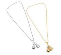 iplusmile Collier Punk Métal Pendentif Moufles De Boxe Pour Homme Et Femme, Lot De 2 Set De Argenté Et Or, Bijou De Mode, Accessoire Tour De Cou, Présent Sportif