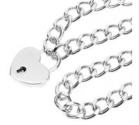 iplusmile Collier Ras-de-Cou de Cœur avec Pendentif Cadenas 2,5 CM et Clé, Collier à Maillons en Métal Argenté pour Femme et Homme, Bijou Présent Couple Usage Quotidien et Occasions