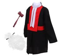 iplusmile Costume Juge Garçon Fille avec Perruque Ajustable et Marteau Rôle Juge et Avocat Jeu Éducatif pour Garçons Set Complet pour Fêtes et Écoles