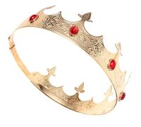 iplusmile Couronne de Roi Vintage pour Hommes Accessoire de Tête Prince Décoratif pour Fête et Carnaval Cadeau Romantique Masculin Or avec Strass Rouge