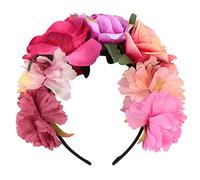 iplusmile Couronne De Roses - Couronne De Fleurs Roses En Polyester - ne De Cheveux Artificielles Rouges Avec Bandeau Pour Festival Guirlande De Cheveux Fête De Mariage Fête Des