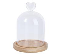 iplusmile Couverture Dôme Fleuri en Verre Transparent de Cœur avec Base en Bois, Observation Claire et Portable pour Artisanat Floral DIY