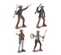 iplusmile Cow-Boy Western Miniature Figurines 4 Pièces Décoration Fête à Thème Western Modèles Artisanaux Peints à la Main pour Collectionneurs Accessoire Maison de Poupée et Table D’Anniversaire