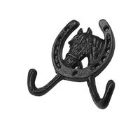 iplusmile Crochet Mural Double Cheval Fonte Noire Style Européen Classique Porte Manteaux Multifonction pour Vêtements Chapeaux et Sacs Installation Facile avec Vis et Chevilles