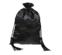 iplusmile de Rangement Multi-usage à Cordon avec Pompon Satin Noir Pochette Maquillage et Bijoux Pratique pour Voyage et Organisation Quotidienne