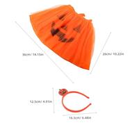 iplusmile Déguisement Citrouille Adulte 1 Pièce avec Jupe Tutu Orange en Tulle et Serrage-Tête Tête de Mort Citrouille pour Fête d'Halloween et Soirées Costumées