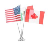 iplusmile Drapeau de Table Mexique Canada Drapeau de Bureau Miniature sur Socle Métal Décor pour Réunions et Fêtes Nationales