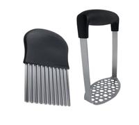 iplusmile Ensemble 2 Pièces Presse-purée et Râpe à Pommes de Terre en Acier Inoxydable 430 Trous Uniformes, Design Simple Noir, Outil Pratique pour Cuisine