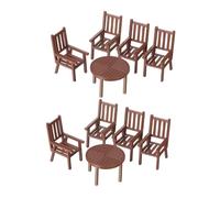 iplusmile Ensemble 2 Sets Table et Chaises Miniatures en Plastique Marron pour Maison de Poupée, Décor Réaliste Prêt à l'emploi, pour Dioramas et Micro Paysages
