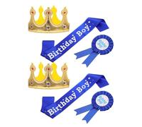 iplusmile Ensemble Anniversaire Garçon 2 Pièces Bleu Foncé Couronne Écharpe Étoilée et Badge Accessoires Fête Garçon et Filles Décorations Photo Costume pour Anniversaire Spectacle et