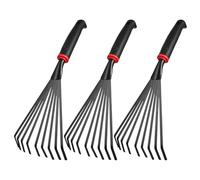 iplusmile Ensemble de 3 Petits Râteaux de Jardinage en Fer Noir, Tête Métallique à 9 Dents, Manche Court, pour Ameublir Le Sol et Activités de Jardinage en Pelouse