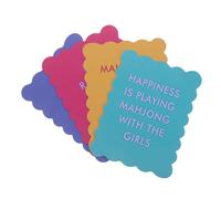 iplusmile Ensemble de 4 Accessoires Jeu de Mahjong en PVC Coloré avec Bords Festonnés Ondulés Cartes à Mélanger avec Phrases Amusantes Outil Solide pour Parties en Famille et Jeux de