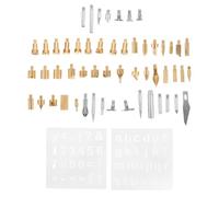iplusmile Ensemble de 55 Outils de Sculpture sur Bois en Laiton Multifonction avec Pochoirs et Boîte de Rangement Portable pour Projets DIY et Pyrogravure