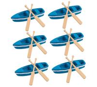 iplusmile Ensemble de 6 Mini Resin Boat Model with Wooden Paddles for Micro Landscape Decoration Simulation Ocean and Beach Scene Ornament Small Fresh DIY Craft Resin Material