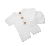 iplusmile Ensemble de Séance Photo -né Fille 100% Laine Mohair Tricoté Main Blanc Bonnet et Combinaison Doux Confortable Accessoires pour Portraits Bébé Fille