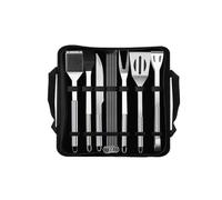 iplusmile Ensemble D'outils en Acier Inoxydable pour Barbecue 12 Pièces avec Paquet de Rangement, Pince, Brosse et Fourchette, pour Camping et Pique-niques en Plein Air