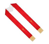 iplusmile Étole de Prêtre Brodée à Pompons Double Face 135 CM Châle Réversible Rouge et Blanc pour Cérémonie Religieuse et Tenue Cérémonie Mariage Accessoire Clergé Sacré