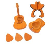 iplusmile Étui Porte-médiators en Bois avec Support Intégré, Mini Boîte de Rangement pour 3 Médiators, Accessoire pour Guitare Acoustique et Basse, Organisateur de Plectres pour Concert
