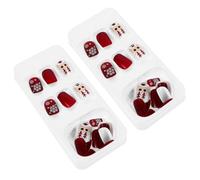 iplusmile Faux Ongles de Noël à Coller 48 Pcs Motifs Festifs Rouges et Verts Autocollants Décoratifs pour Filles Manucure Rapide pour Fêtes de Fin d'Année Nail Art Facile et Résistant