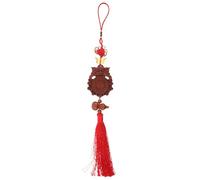 iplusmile Feng Shui Wood Bagua Mirror with Animal Head and Tassel Lucky Charms for Home Protection and Wealth Easy to Hang Chinese Ornament for Office