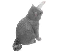 iplusmile Figurine Chat British Shorthair Grise Décor de Bureau Réaliste Statue Chat Adorable