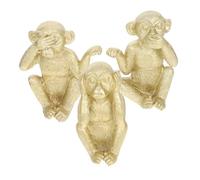 iplusmile Figurines Animaux Singes en Résine 3 Pièces Compactes Finition Dorée Sculpture Artisanale Décoration De Bureau Salon Polyvalente