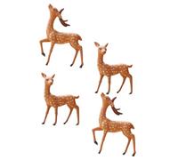 iplusmile Figurines Miniatures Cerfs pour Micro-Aménagement Paysager Lot de 4 en PVC Décoration Gâteau Maison de Poupée Voiture Animaux Forêt Marron Clair