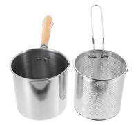iplusmile Friteuse Inox Petite avec Panier de Friture Poignée Ergonomique Sécurisée Chauffe Rapide Températures pour Cuisine Maison