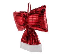 iplusmile Grand Nœud Décoratif Scintillant Rouge pour Noël, Porte | Sequin et Coton, Installation Facile, Forme Solide, pour Rampe D’escalier et Usage Annuel