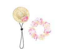 iplusmile Guirlande De Chapeaux Hawaïens pour Animaux De Compagnie Casquettes pour Chien Et Chat Chapeau Paille pour Décoration Hawaïenne