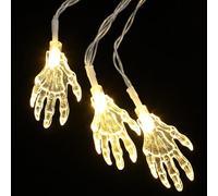 iplusmile Guirlande Lumineuse Halloween Extérieure 3 Mètres 20 LED Mains de Crâne Couleur Blanc Chaud Boîtier 3Aa sans Pile Décoration Lumineuse d'Ambiance pour Jardin et Fête d'Halloween