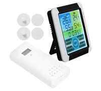 iplusmile Horloge Météorologique Numérique Étanche Thermomètre Intérieur Précis et Écran Lcd Rétroéclairé pour Jardin et Maison, Fonction Alarme Mémoire Snooze