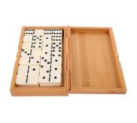 iplusmile Jeu de Dominos Vintage en Bois Boîte en Bambou Solide pour Adultes et Garçon et Filles, Taille Standard, Jeu de Société Familial Intérieur et Extérieur, Divertissement