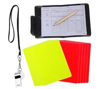 iplusmile Kit Arbitre Football Complet avec Cartons et Jaunes Sifflet Inoxydable et Carnet de Scores avec Pochette Cuir Adapté Aux Matchs de Football Basketball et Volley Ball