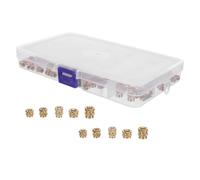 iplusmile Kit de 300 Inserts Filetés Moletés en Laiton pour Plastique - Écrous à Insert Thermofixés Diagonaux - Assortiment Métrique M2 à M6 et 1/4-20 - Résistance Haute Température pour