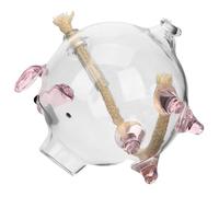 iplusmile Lampe à Pétrole de Cube Lampe à Huile en Verre Rose Rechargeable, Mèche Coton, Décoration Maison, Motif Cochon Cartoon pour Fête et Intérieur