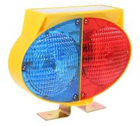 iplusmile Lampe Solaire de Double Face LED Rouge Bleu Feu Clignotant Davertissement Routier Professionnel Lampe de Barricade Étanche pour Sécurité Routière et Chantier Fixation par Vis