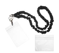iplusmile Lanières Élastiques Noires pour Porte-badges de Bureau, Lot de 6 Set de Pièces Porte-clés Extensible et Porte-cartes Transparent, Tour de Cou Ajustable en Polyester Doux pour