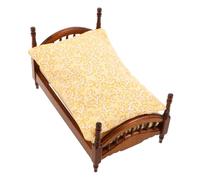 iplusmile Lit Miniature pour Maison De Poupée : Décoration De Chambre À Coucher en Bois De Style Européen avec, Oreillers Décoratifs, Accessoires pour Enfants, Jeu De Rôle, Jouet