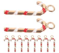 iplusmile Lot de 10 Breloques de Noël en Alliage Pendentifs Canne à Sucre Miniatures Charms de Noël pour Fabrication de Bijoux DIY Décoration Festive pour Bracelets et Colliers