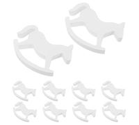 iplusmile Lot de 10 Mini Chevaux à Bascule en Bois Blanc Figurines Décoratives Sculptées Jouets en Bois Sécurisés pour Bébé Décoration de Mariage Shower et Centre de Table Élégant